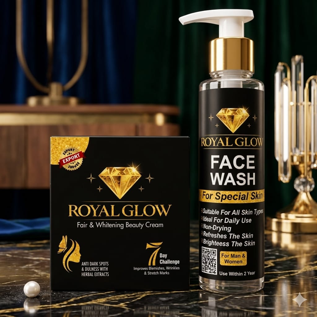 Starter Royal Glow Skincare Bundle – Face Wash & Cream for Brightening, Dark Spots & Daily Glow