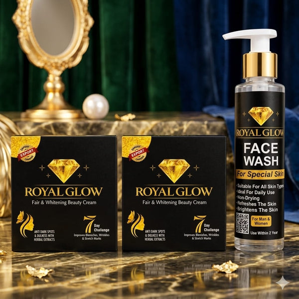 Advanced Royal Glow Skincare Bundle – 2 Creams + Face Wash for Bright Skin, Dark Spots & Even Tone