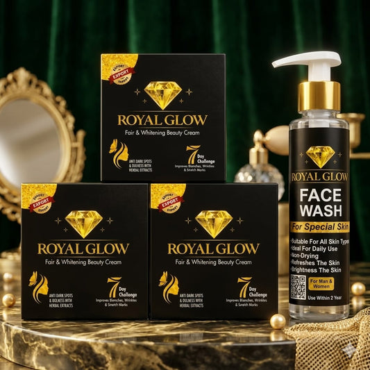 Pro Royal Glow Skincare Set – 3 Creams + Face Wash for Acne Marks, Brightening & Clear Skin